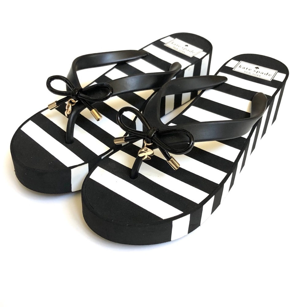 Kate Spade Black and White Striped Sandals